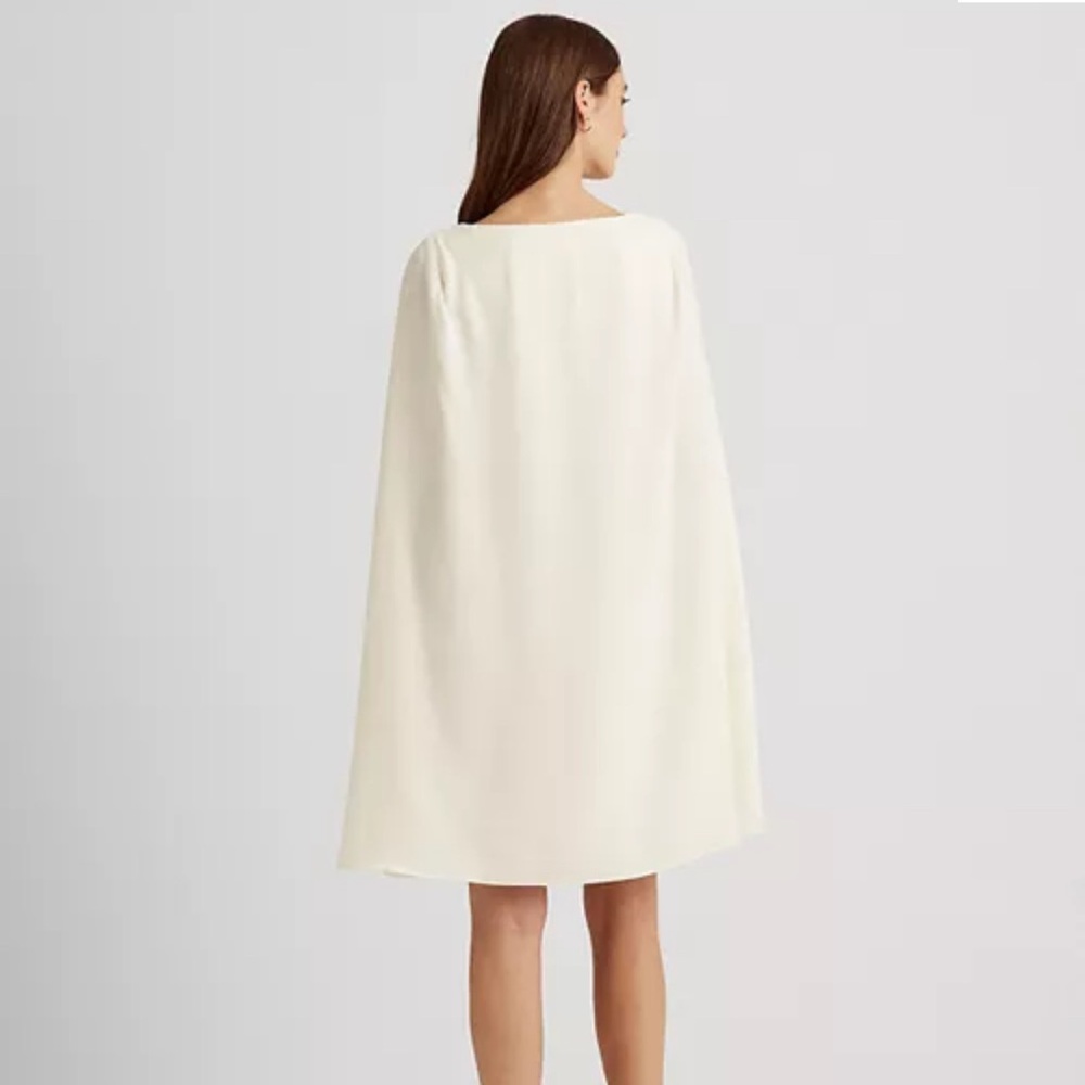 Cape Georgette Cocktail Dress - Winter Cream - Picture 6 of 7